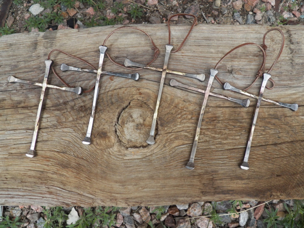 Five Horseshoe Nail Crosses Large for one price