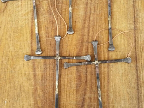Five Horseshoe Nail Crosses Large for one price